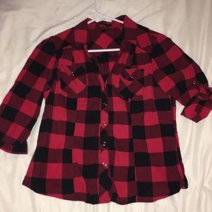 Forever 21 Red Plaid Flannel Shirt